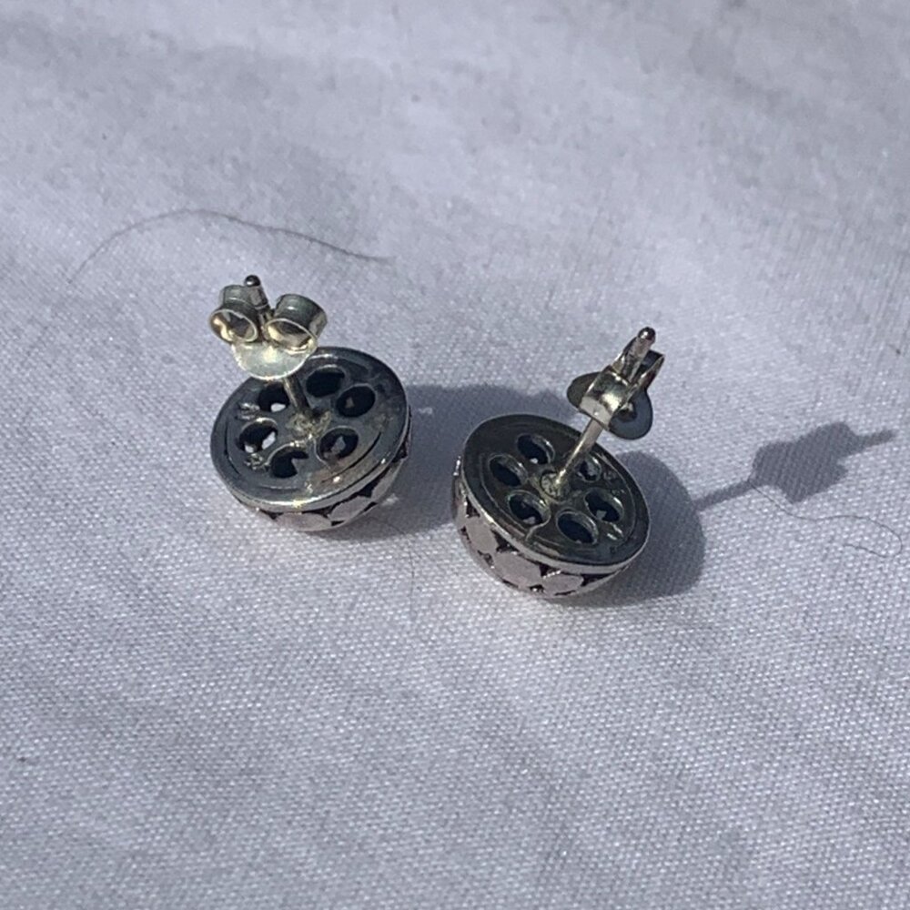 Sterling Silver Faceted Round Stud Earrings With Butterfly Backs - Picture 8 of 10